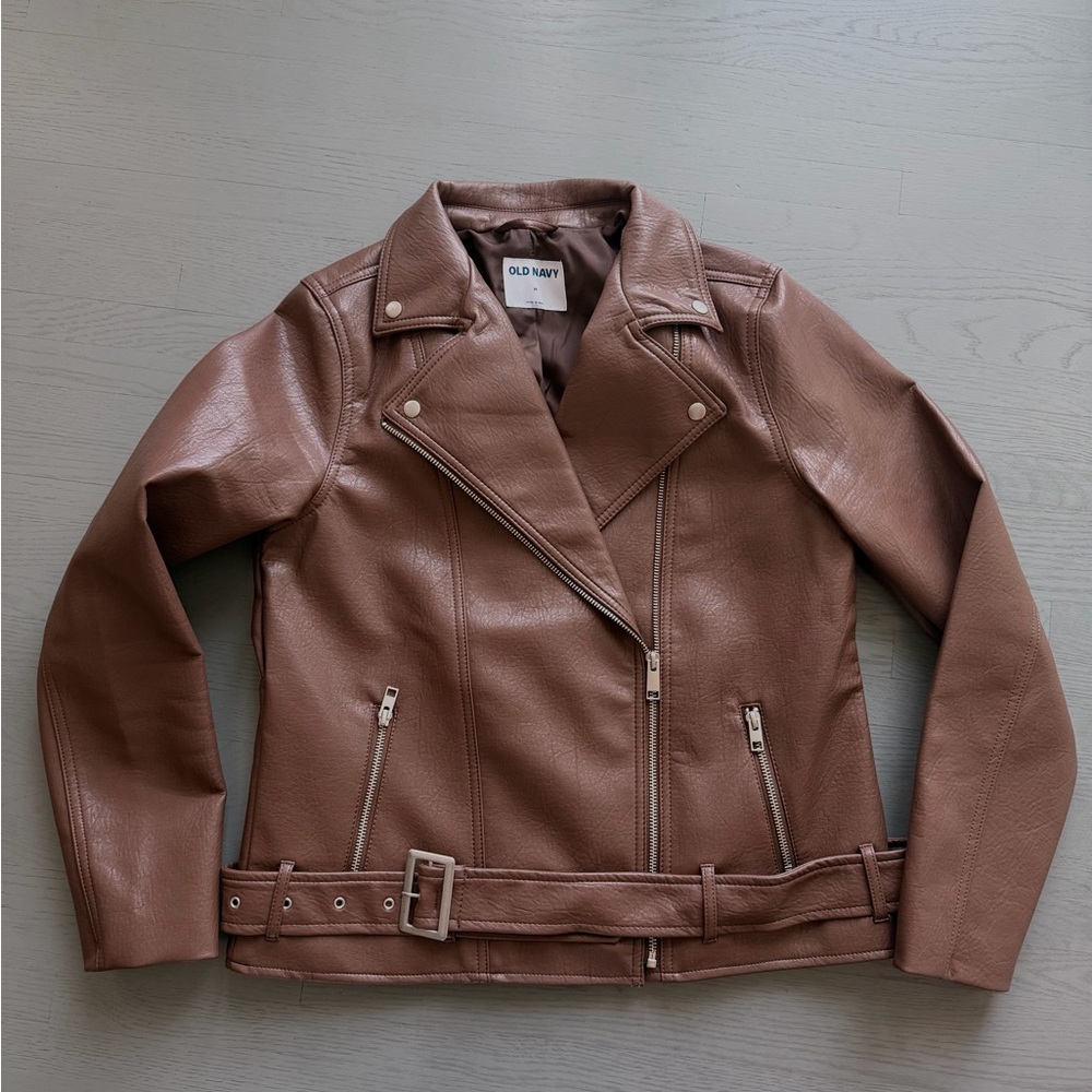 Old Navy Women's Chocolate Brown Faux Leather Jacket